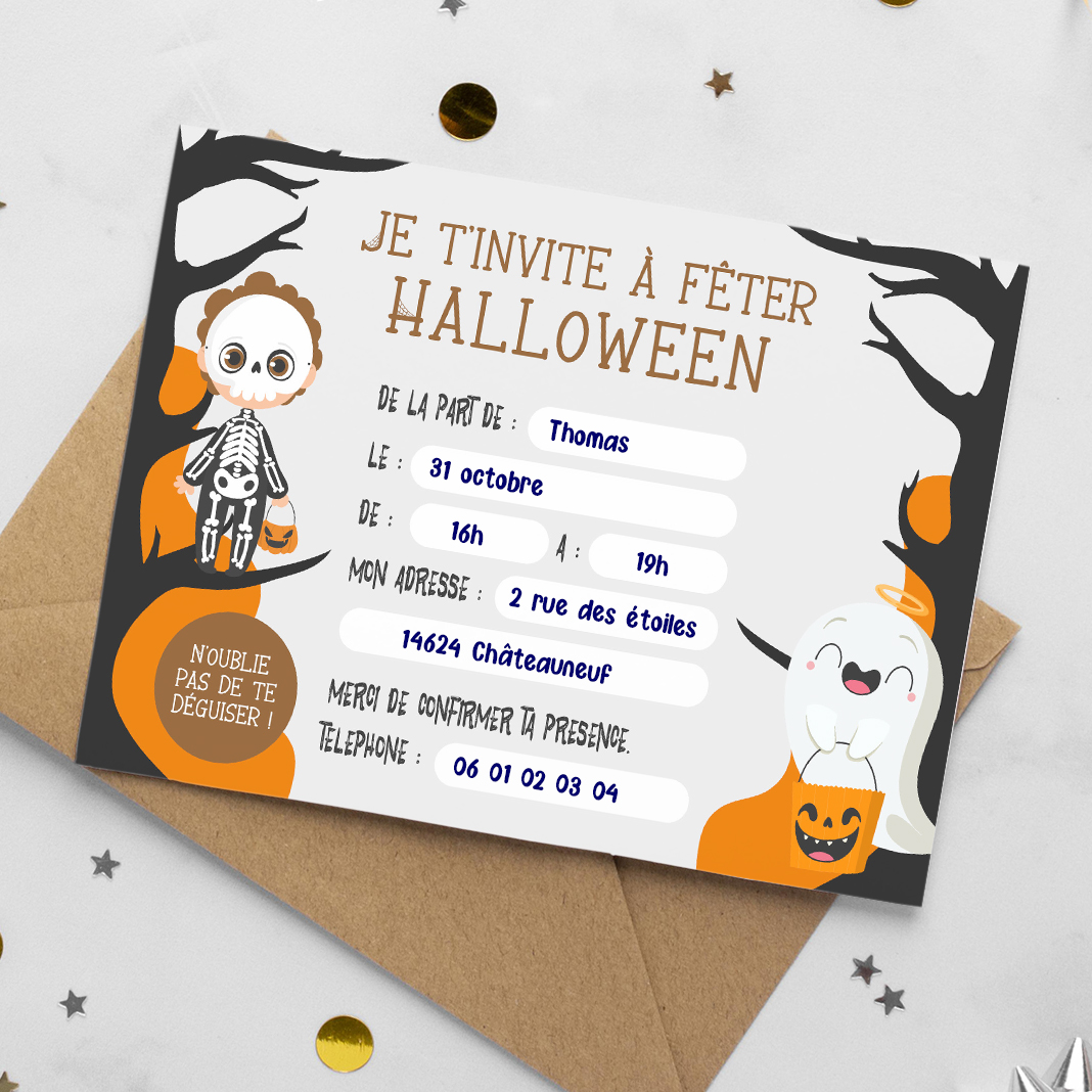 Cartes d'invitation pour Halloween à imprimer gratuit
