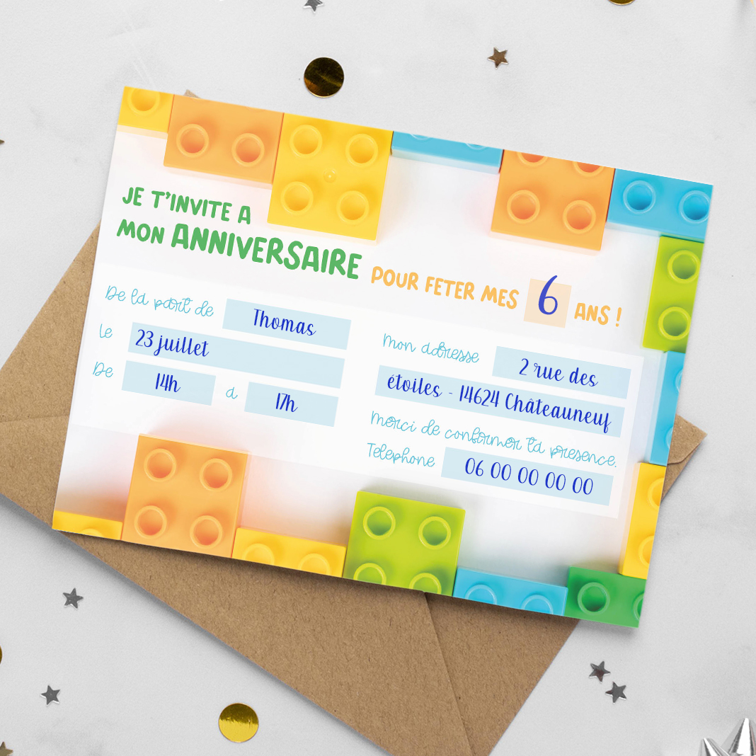 Carte d'invitation d'anniversaire 2 ans