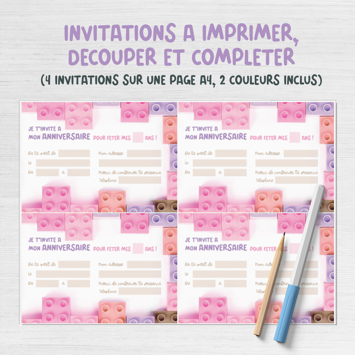 Invitation Stitch - Carton d'invitation - Fête d'enfants - Anniversaire